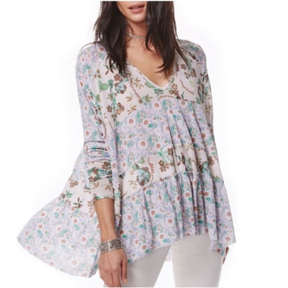 Free People Tops - Free People | Isabelle Floral color block tunic L